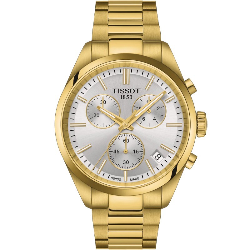 New Tissot PR 100 Chronograph 40mm Yellow Gold Men's Watch