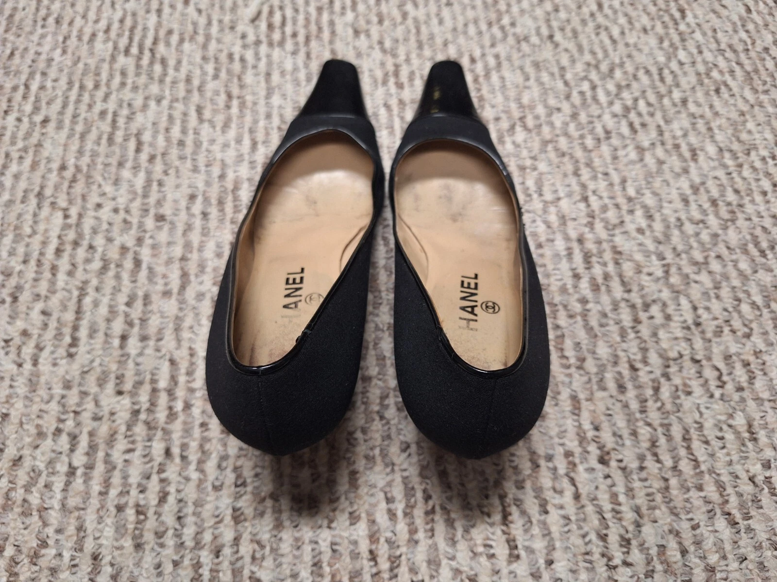 Chanel Vintage Nero Punta Quadrata CC Tacchi Taglia 38¹ ²