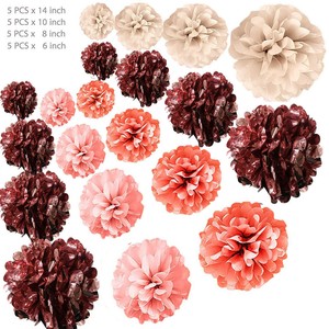 20pc 4 Size Rose Gold Party Decorations Metallic Foil And Tissue