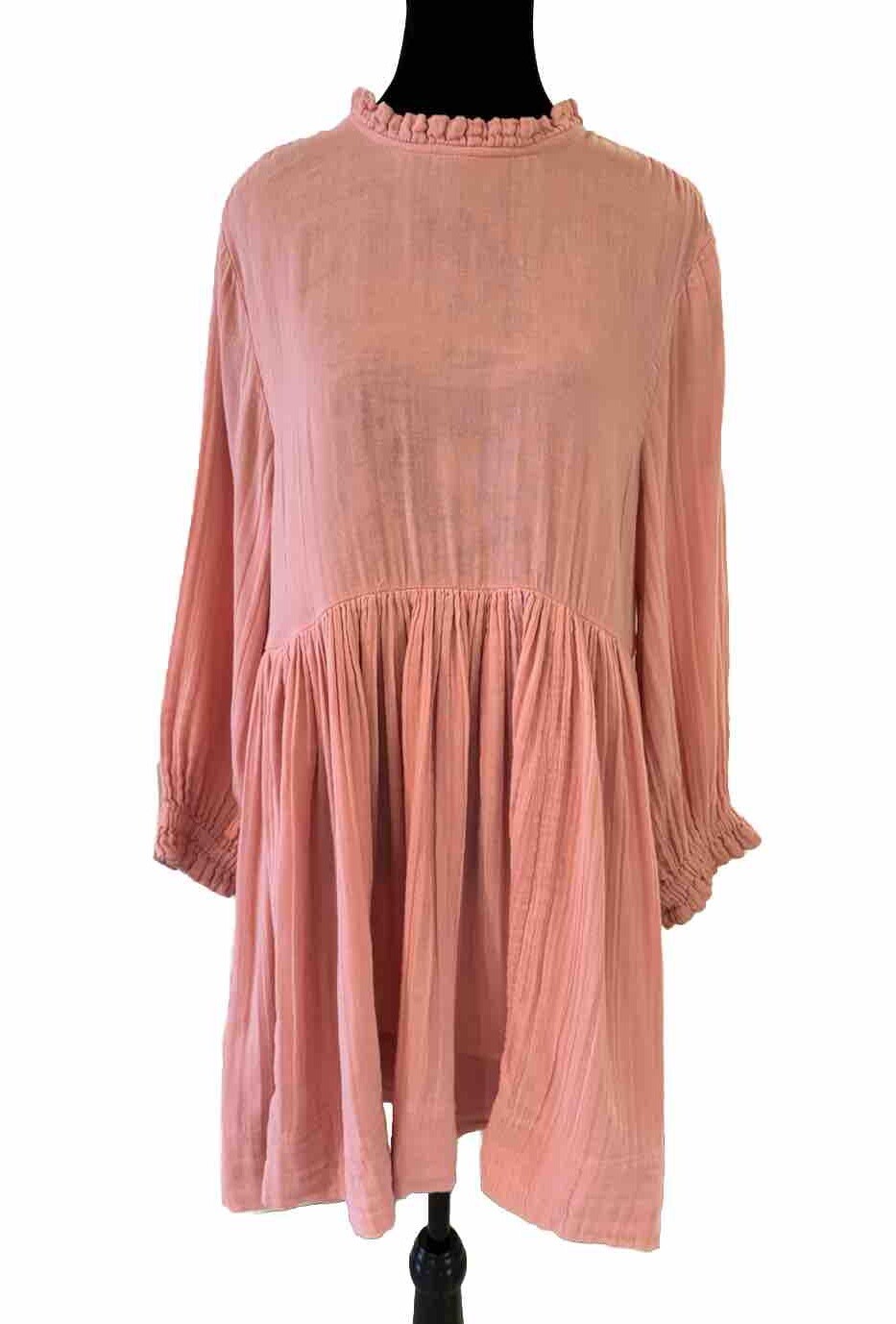 Mini Vestido Free People Living For This M Rosa Ojo de Cerradura Espalda Gauzy Boho Playa