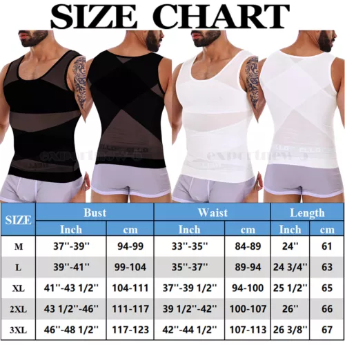 MENS SLIMMING BODY SHAPER BELLY CHEST COMPRESSION VEST GIRDLE SHIRT TANK TOP - Picture 2 of 29
