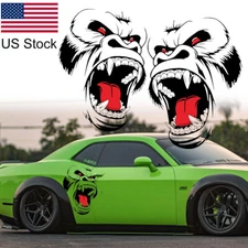 2x Black & Red Horror Ape Totem Vinyl DIY Stickers Car Body Side Fender Decal