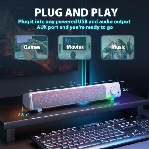 Lautsprecher Soundbar PC Computer Monitor Boxen Box 3,5mm AUX USB B471 - Bild 6 von 6