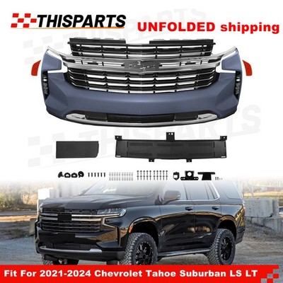 Front Bumper Cover Grille Fog Light Cover Set For 2021-2024 Tahoe Suburban LS LT