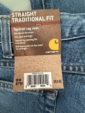 Carhartt Relaxed Fit Tapered Leg Denim Jeans Men 38x30 B17 STW Stonewash NWT
