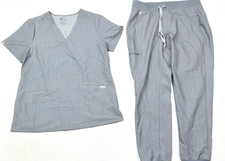 Figs Catarina Zamora Scrub Set Womens Medium Gray Short Sleeve Joggers Stretch