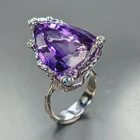 Vintage ring 37 ct Natural Amethyst Ring 925 Sterling Silver Size 8 /R474678