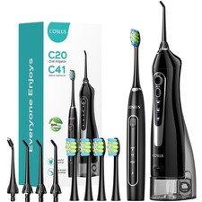 COSLUS Portable Water Flosser with Electric Toothbrush Combo: 2-in-1 Oral Cle...