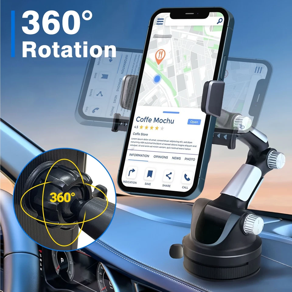 Universal Car Truck Mount Phone Stand Holder Dashboard/Windshield For Cell Phone - Image 4 of 4