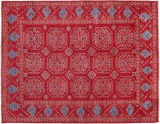 Afghan Ziegler Khorjin Elephant Foot Rug 150x200 Hand Knotted Red