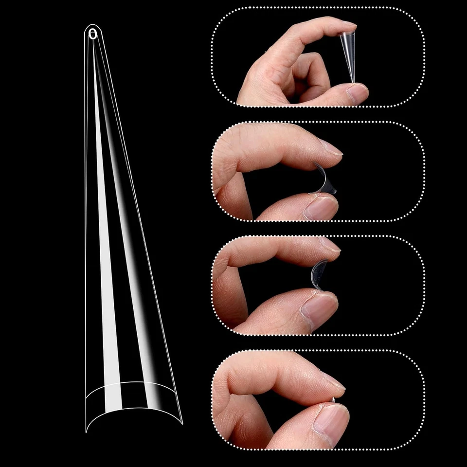 600st Falsche Nagel Tips Extra Lange Transparente Konische Kunstnägel Stiletto B - Bild 4 von 4