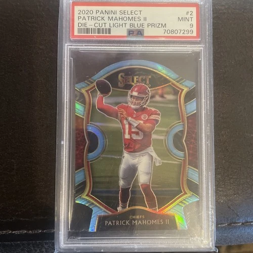 2020 Panini Select Concourse Light Blue Prizm Die-Cut #2 Patrick Mahomes SP Psa9