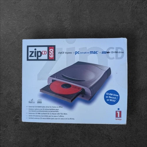 Iomega ZipCD 650 External USB CD-RW Drive for PC & Mac – 4x4x6x Speed
