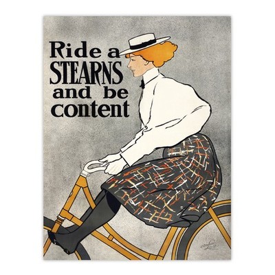 Ride a Stearns Vintage Fahrrad Werbung gerahmter Wandkunstdruck Edward Penfield