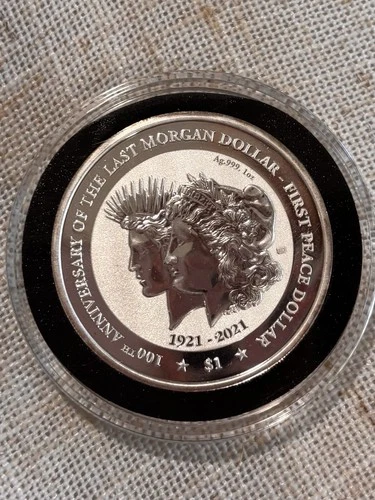 2021 PM B.V. Island Morgan to Peace 1 Oz Silver Dollar Reverse Proof