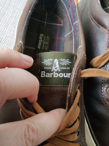 Barbour Brown Leather Country Shoes / Trainers Mens Size Uk 8, Logo On Bottom. - Picture 6 of 21