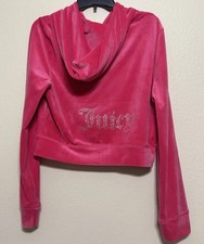 JUICY COUTURE BLING Velour Pink Hoodie Size EXTRA LARGE NWT