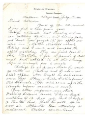 1881 Washburn College Topeka Kansas letter Hurrah for Garfield after he was shot