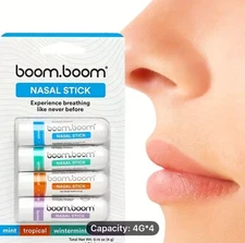 Set Of 4 Boom Boom Nasal Stick Enhance Breathing + Boost Focus - Breathe Vapor