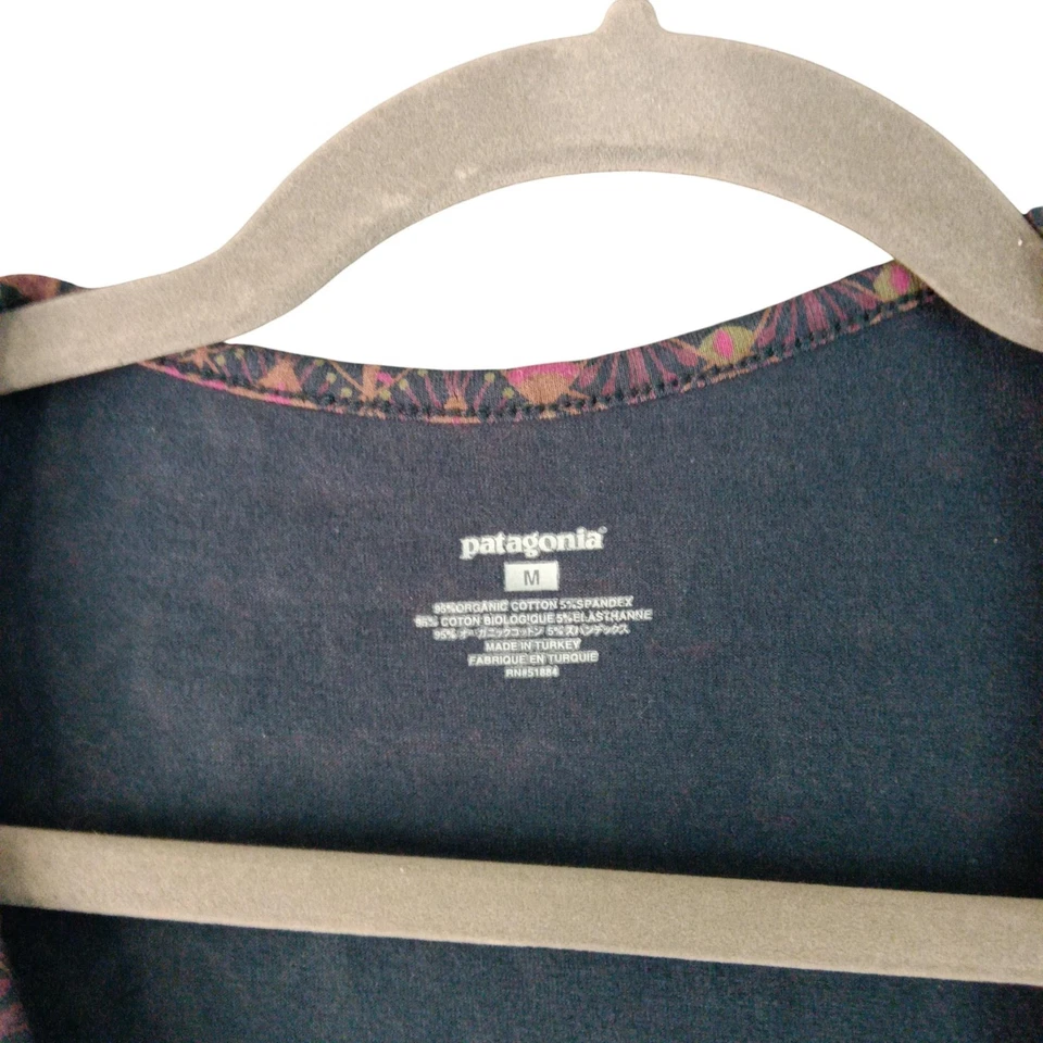 Patagonia Dress Womens Medium Milkmaid Purple Print 3/4 Sleeve Organic Cotton - Image 3 of 4