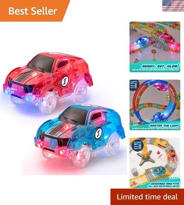 2 Extra LED Racer Cars for Glow Tracks - Perfect Holiday Surprise for Kids!