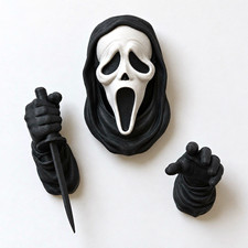 Ghostface Scream Style Full Face Overhead Mask w/ Black Hood wall decor