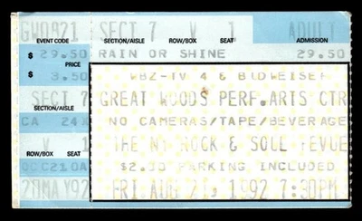 The Rock & Soul Revue 1992 Aug 21 Ticket Stub Mansfield Great Woods Center TS110 - Image 1 of 2
