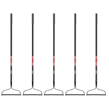 57 In. Fiberglass Handle 16-Tines Bow Rake with Comfort Grip (5-Pack)