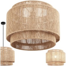 Pendant Light Lignea in 3 Tiers, Jute Fibre and Boho Chic Design