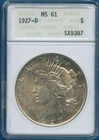 1927-D Peace Silver Dollar ANACS MS 61-2nd Generation-Old Soapbox Holder
