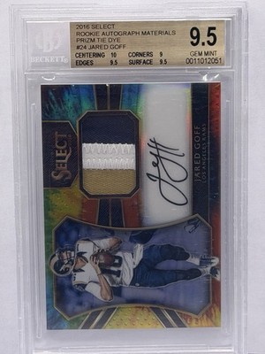 2016 Panini Jared Goff Rookie Auto Patch /25 BGS 9.5 Auto Gem 10 Lions
