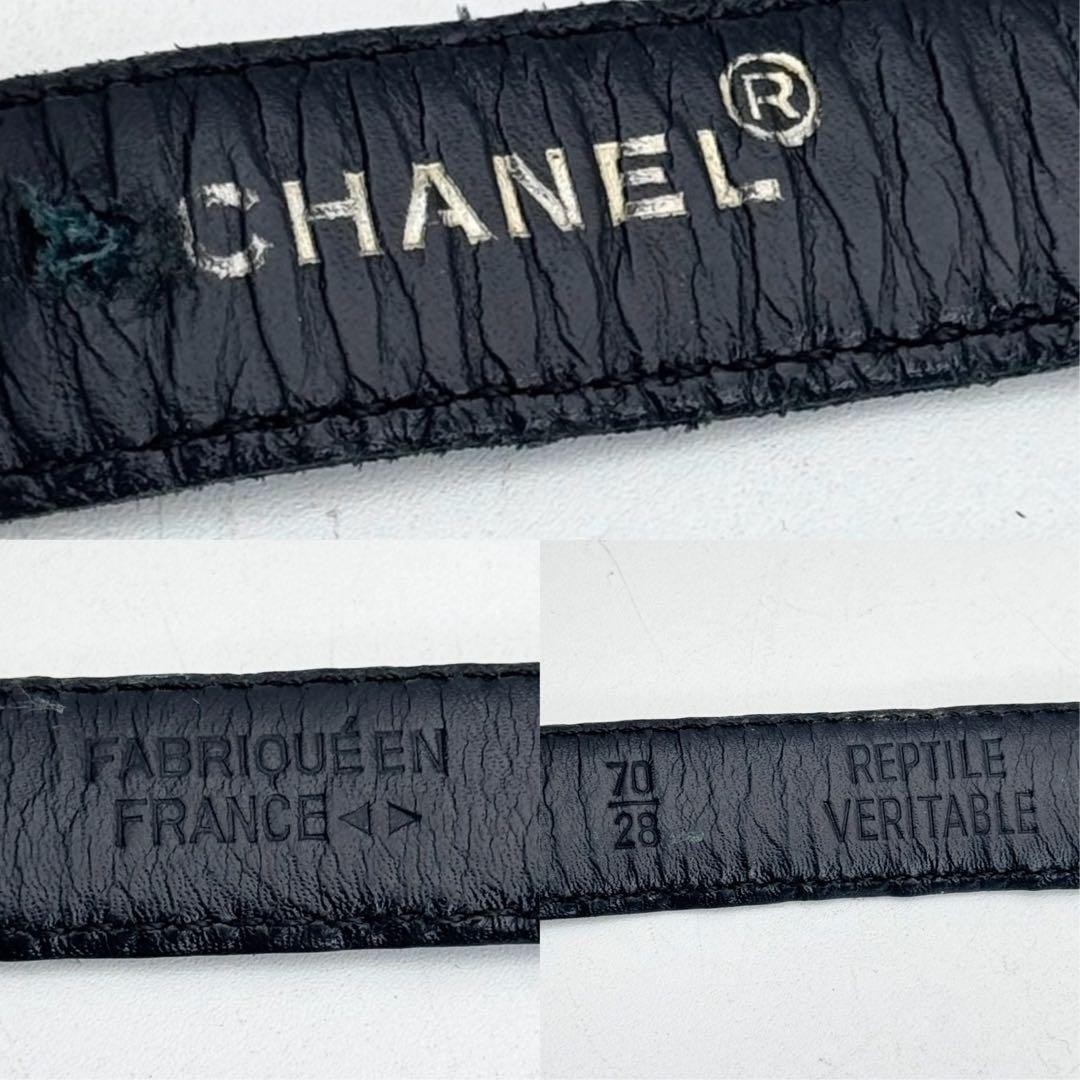 CHANEL CC Logo Octagon Buckle Python Leather Belt… - image 8