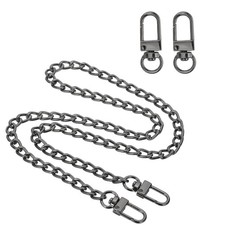 27.6" Flat Purse Chain Strap, Lobster Swivel Trigger Clips Style1, Black