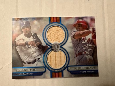 2024 Topps Tribute - Dual Relic Ivan Rodriguez, Adrian Beltre Blue 002/150!