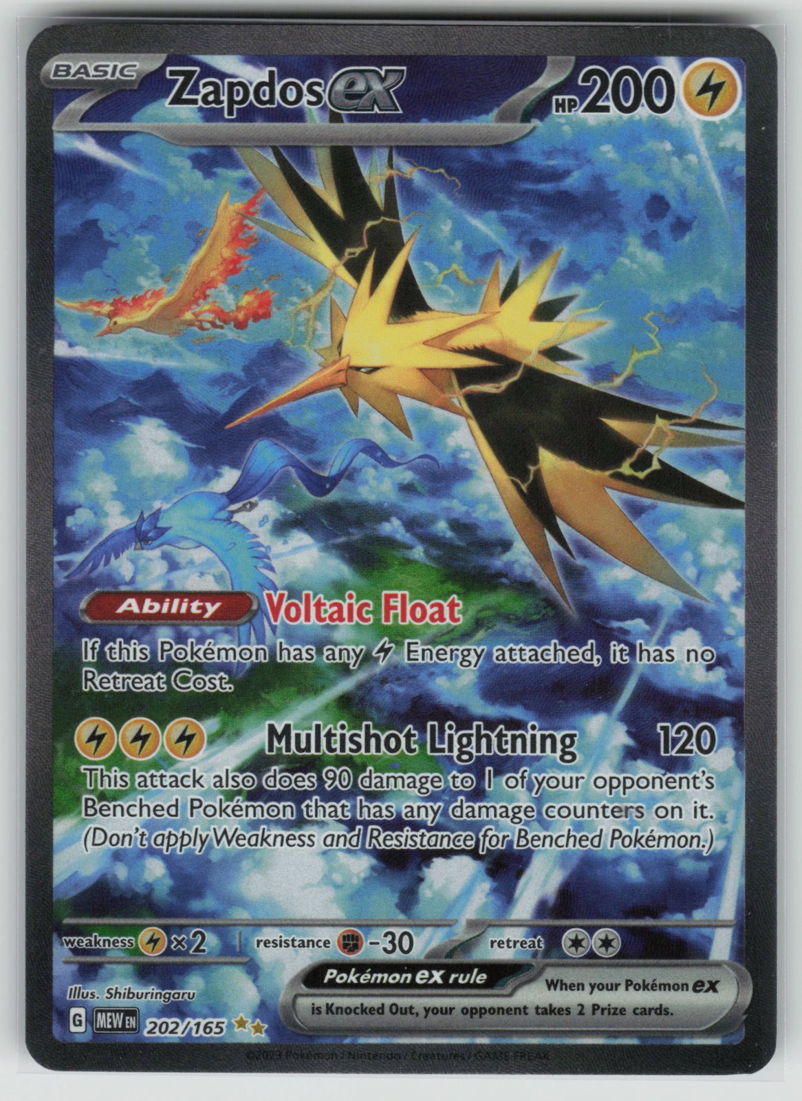 Pokemon Zapdos ex Special Illustration Rare  SV: Scarlet & Violet 151 202/165 NM