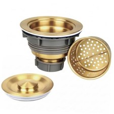 Kitchen Sink Drain Strainer Assembly, Sink Drain 304 Stainless Deep Locking