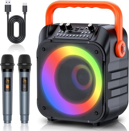 Karaoke Machine with 2 Wireless Microphones,Portable Karaoke Machine for Adults