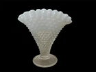 Fenton Hobnail 1950s White Galss Opalescent Rim Miniature Vase 4"