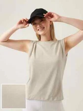 Athleta XL Seasoft Sweatshirt Tank, Abalone Grey Soft! Top Active Shirt NWT