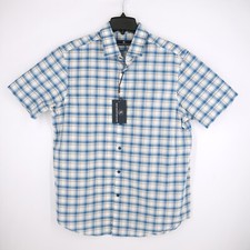 Hart Schaffner Marx Men's Short-Sleeve Shirt Large Blue White Check NWT 89.50