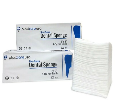 2000 3x3 Non Sterile Dental Gauze Pads, Non Woven, Face Bandage Sponges