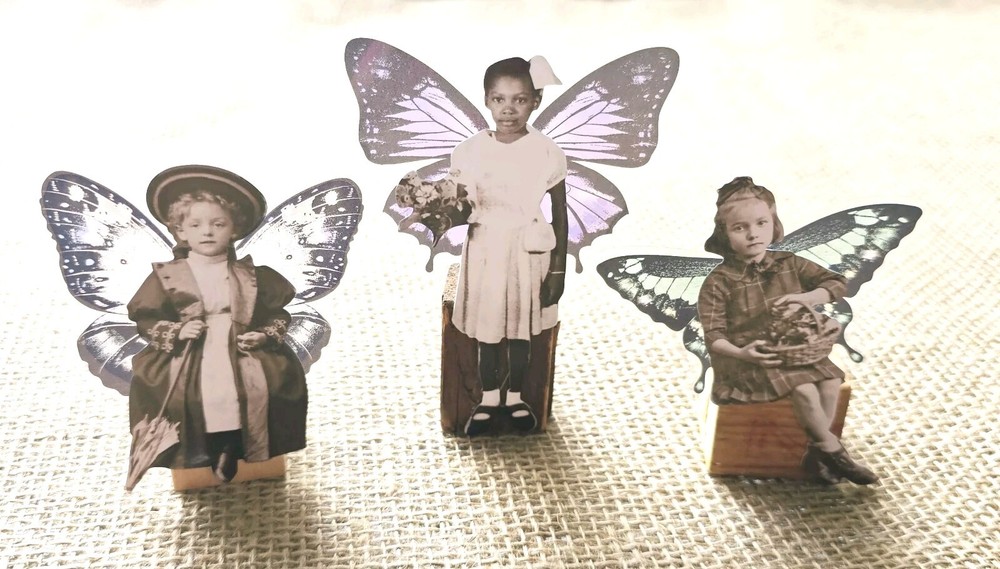 Butterfly Babies Whimsical Vintage Children With Translucent Butterfly Wings Lot