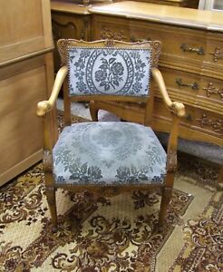 Louis Xv Style French Carved Oak Bedroom Chair Armchair