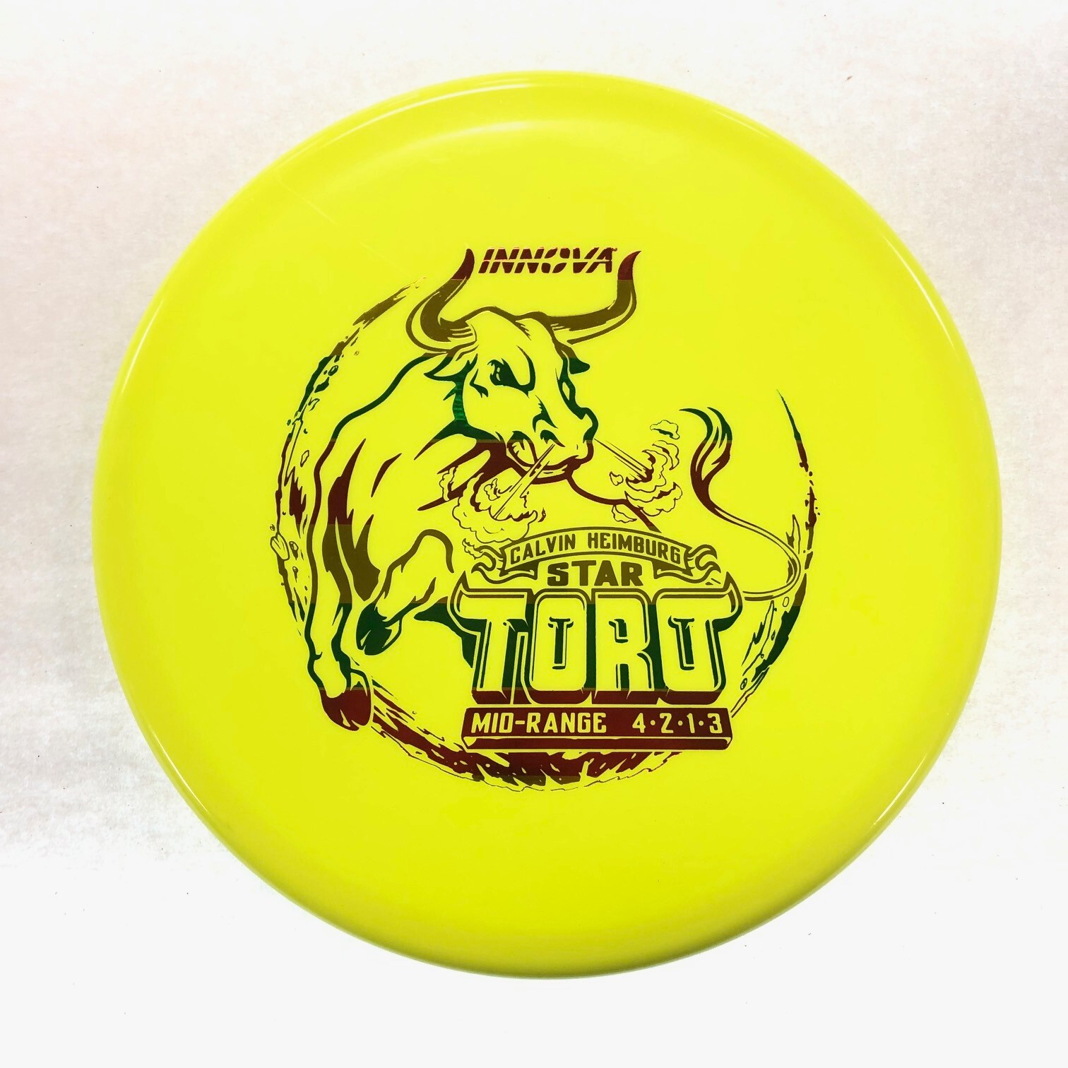 DISC GOLF INNOVA STAR TORO MIDRANGE OVERSTABLE 167g YELLOW W/ RASTA