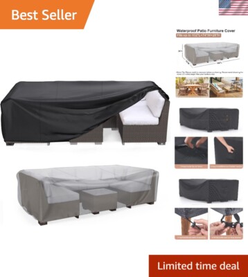 Heavy-Duty Patio Furniture Cover with Air Vent & Click-Close Straps - 102''x74''