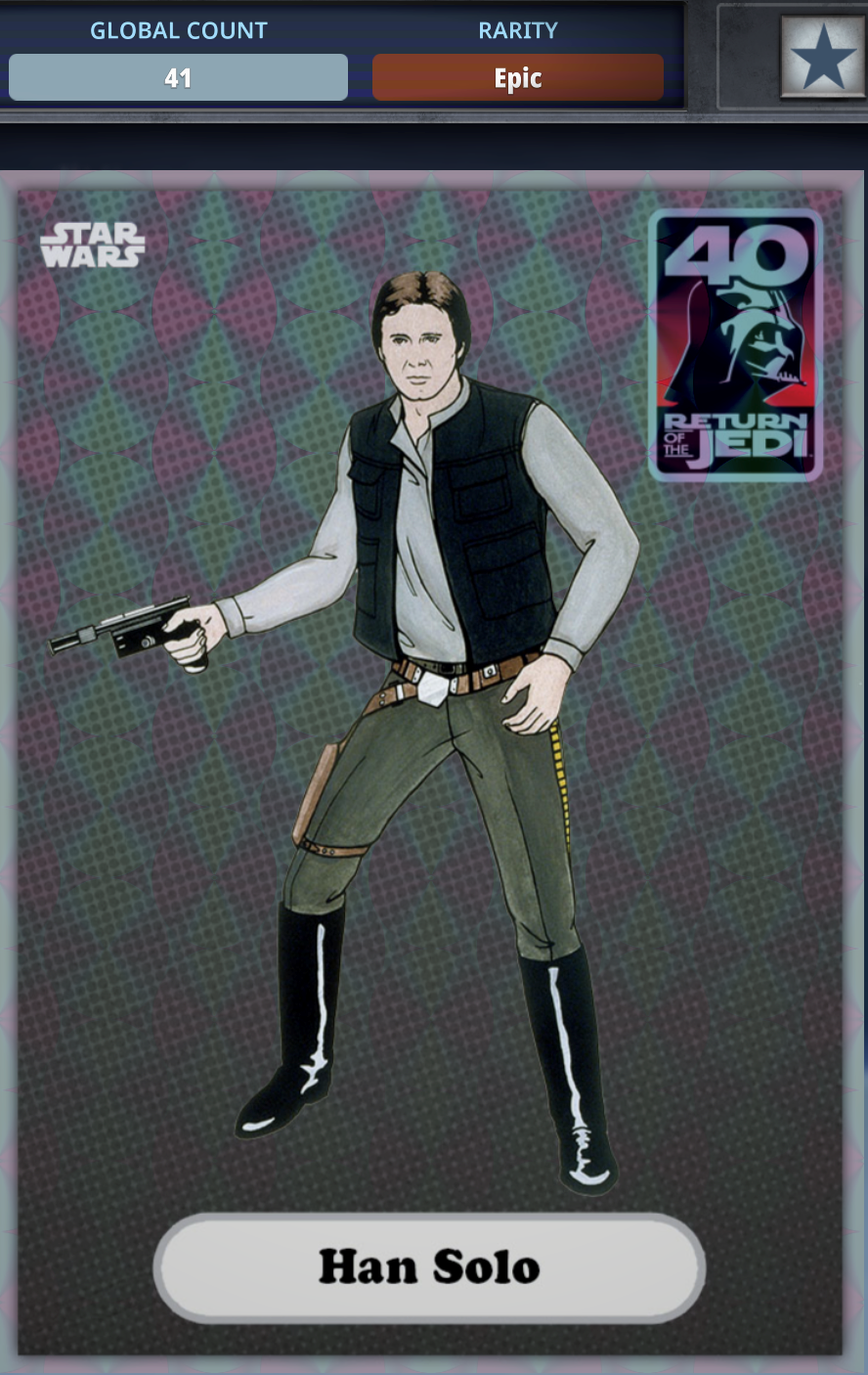 Topps Star Wars Card Trader Classic Art ROTJ 40 Anniversary EPIC Black Han Solo