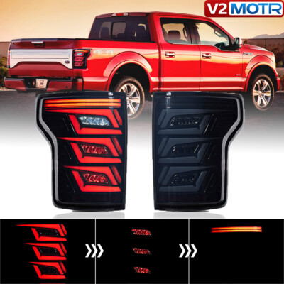 Fits 2015-2019 Ford F150 Smoked Rear F-150 Pickup LED Tail Lights Animation L+R