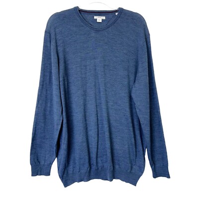 Brax Rick Merino Wool Sweater Mens Size 2XL Blue Crew Neck Lightweight