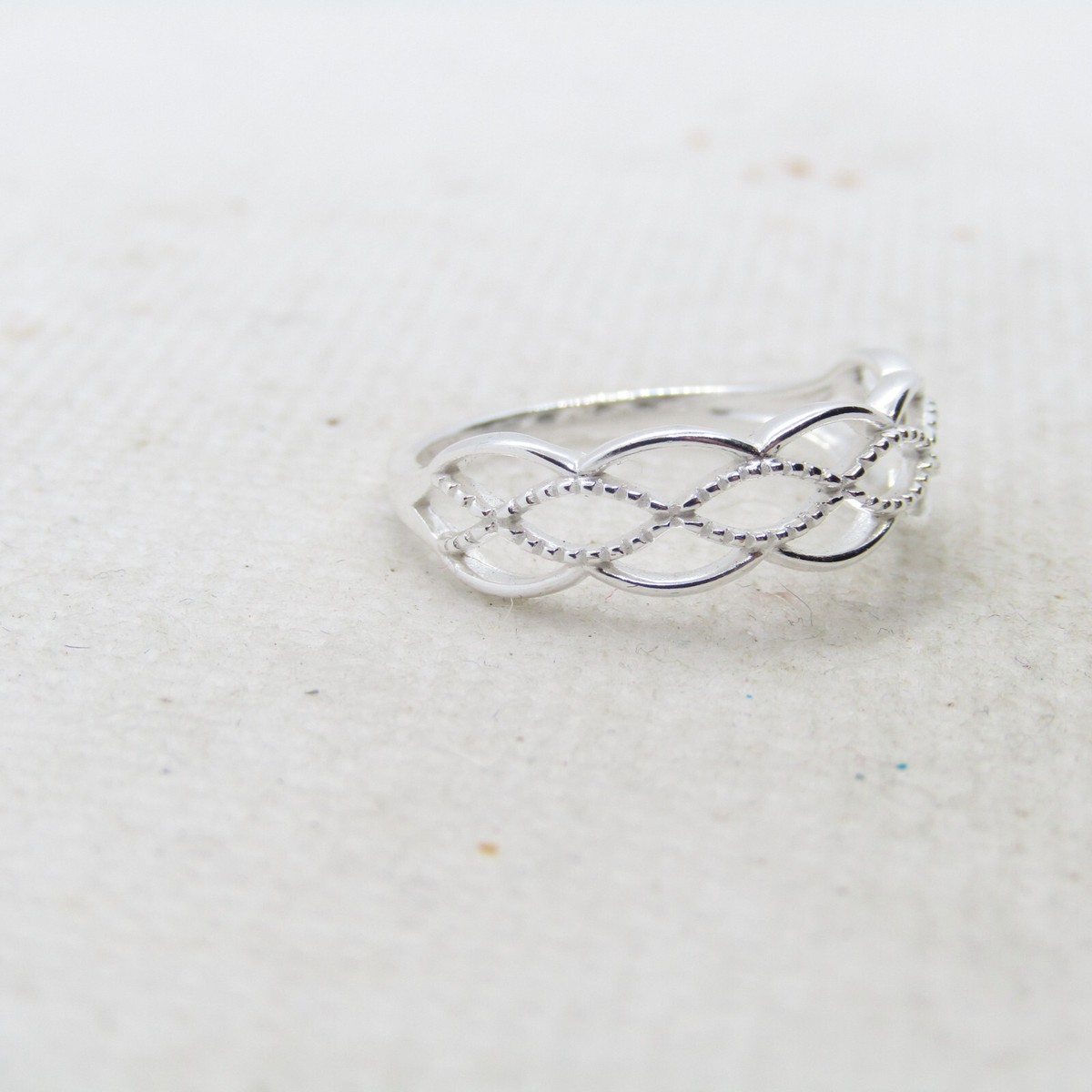 IBB CM Sterling Silver 925 Braided Thick to Thin Ring Size 8.75