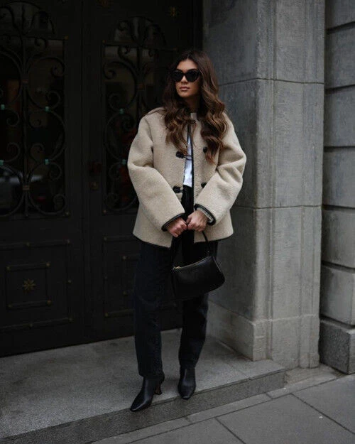 Hot Faux Fur Fleece Single-Breasted Long Sleeves Jacket - Image 3 of 4